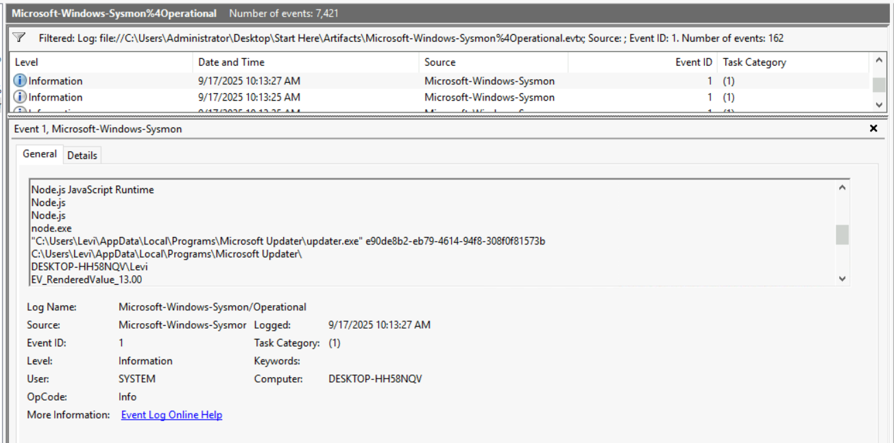 FTK Imager view of the hidden Microsoft Updater directory in AppData Local Programs, showing the malware's staging files hidden from normal user view.