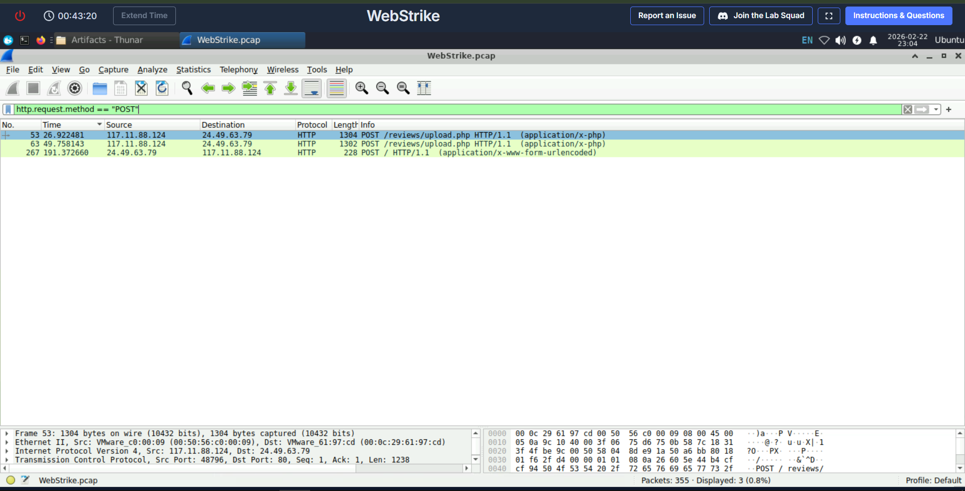 Filtering for POST requests to identify data submission.